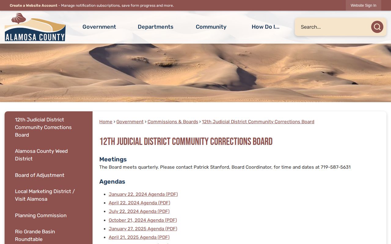 Alamosa County post-release supervision community corrections page