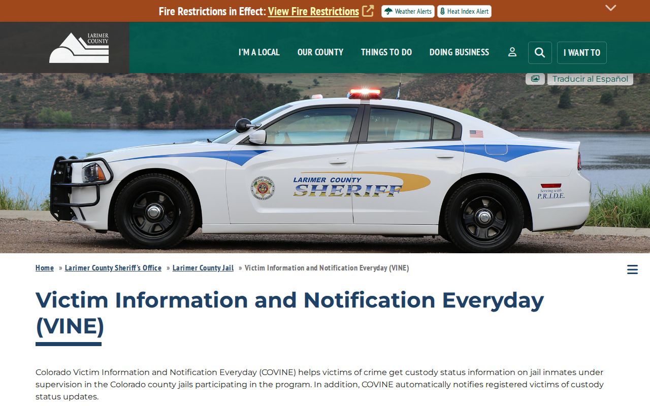 Alamosa County VINELink inmate search Colorado VINE phone alert source